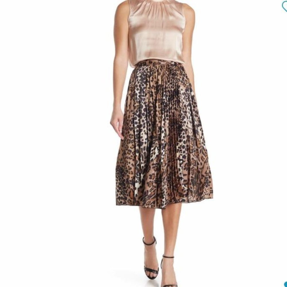 Seventy Venezia Pleated Animal Print Skirt, 14